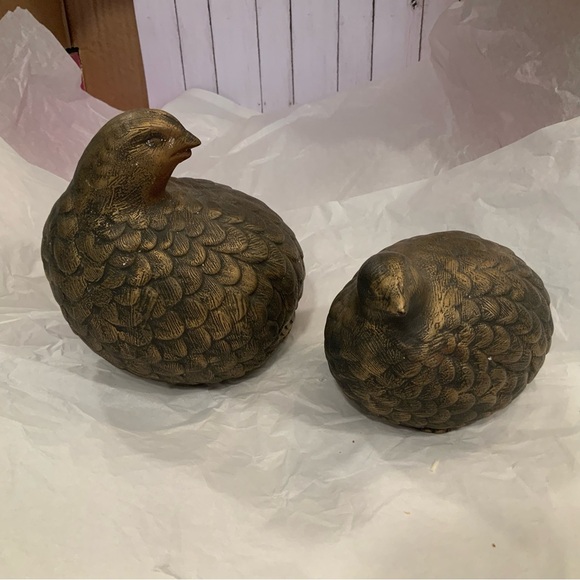 Bronze Ceramic Bird Figurine Set of Two - Picture 3 of 9